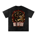 Dragon & Tiger Clash Snow Washed Oversized Cotton T-Shirt