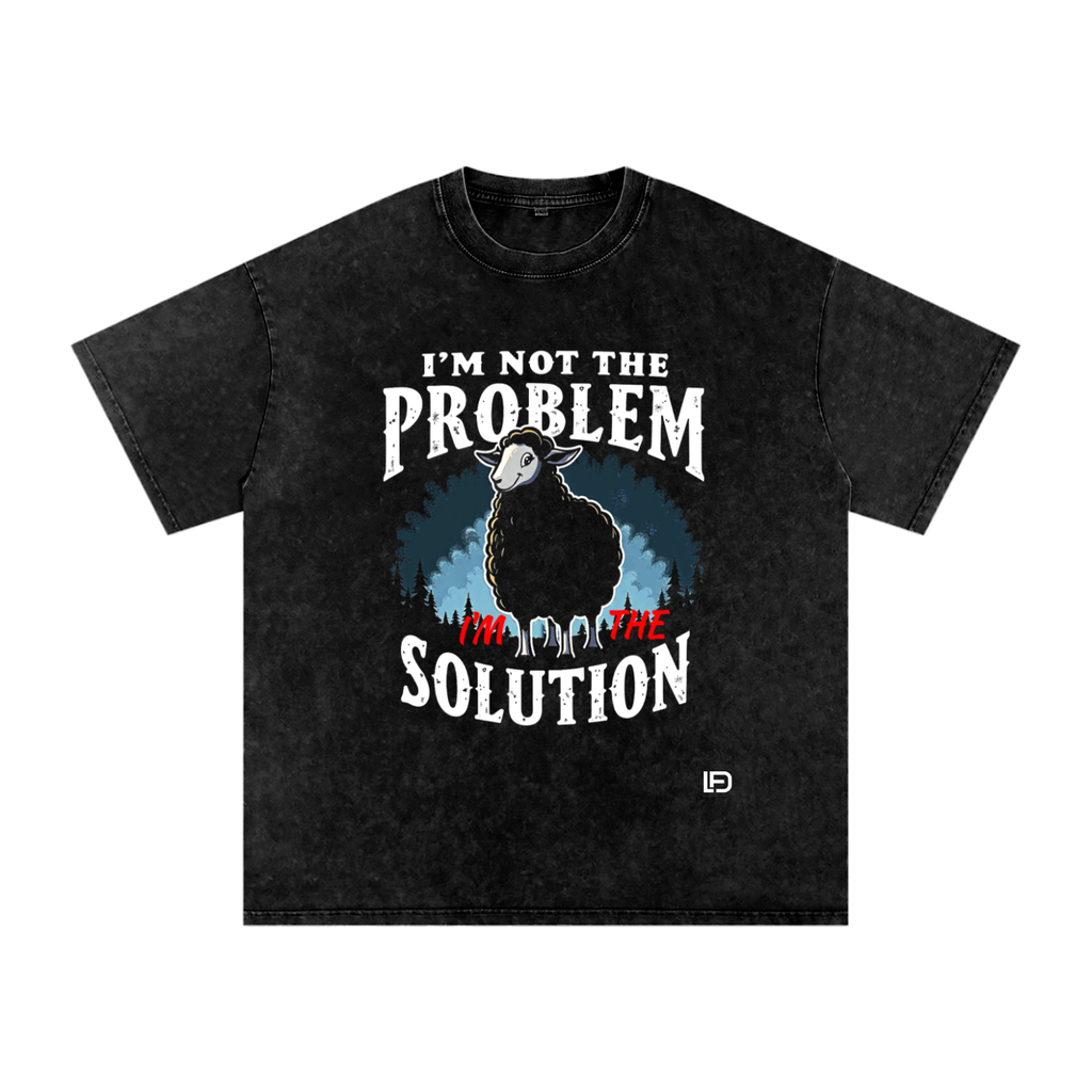 I'm Not the Problem I'm the Solution Snow Washed Oversized Cotton T-Shirt