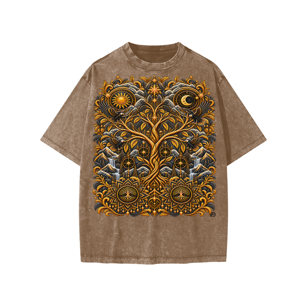 Kids & Teens Unified Celestial Tree Snow Washed Oversized Cotton T-Shirt