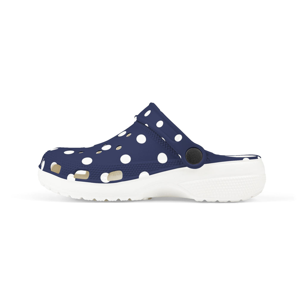 Kids Navy Polka Dot EVA Foam Clogs – Lightweight Slip-On Sandals for Toddlers & Children