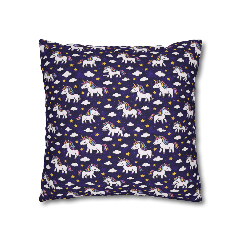Unicorn Pattern Pillowcase | Square Polyester Throw Pillow Cover