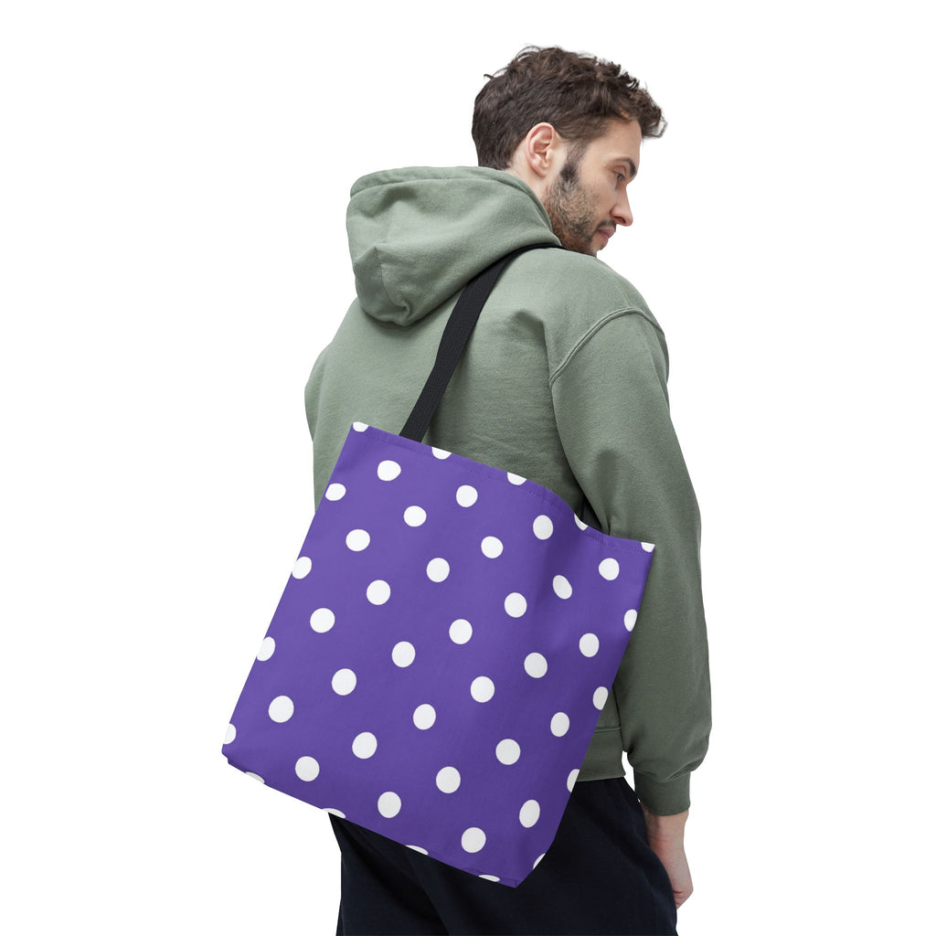 Purple With White Polka Dot Pattern Tote Bag | Purple Background All Over Print