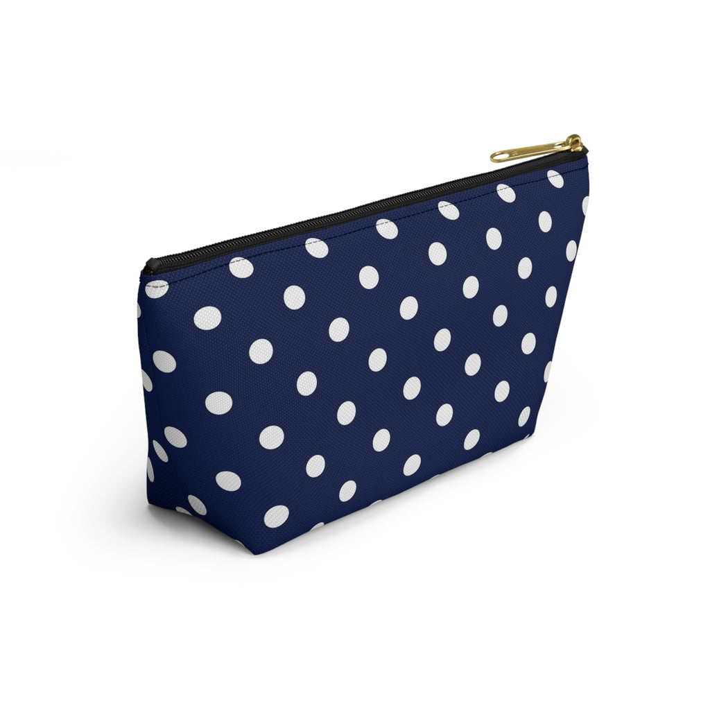 Navy White Polka Dot Accessory Pouch | Makeup Bag