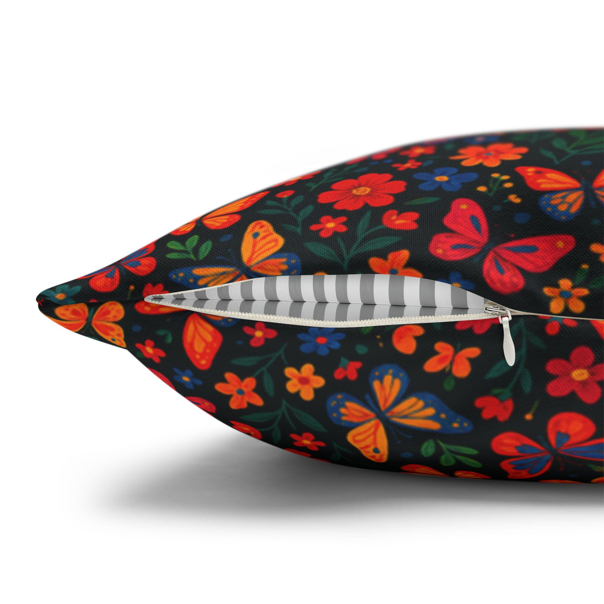 Butterflies Floral Pillowcase, Home Decor, Throw Pillow Cover, Bedroom Accessory, Gift for Her, Spun Polyester Square Pillow
