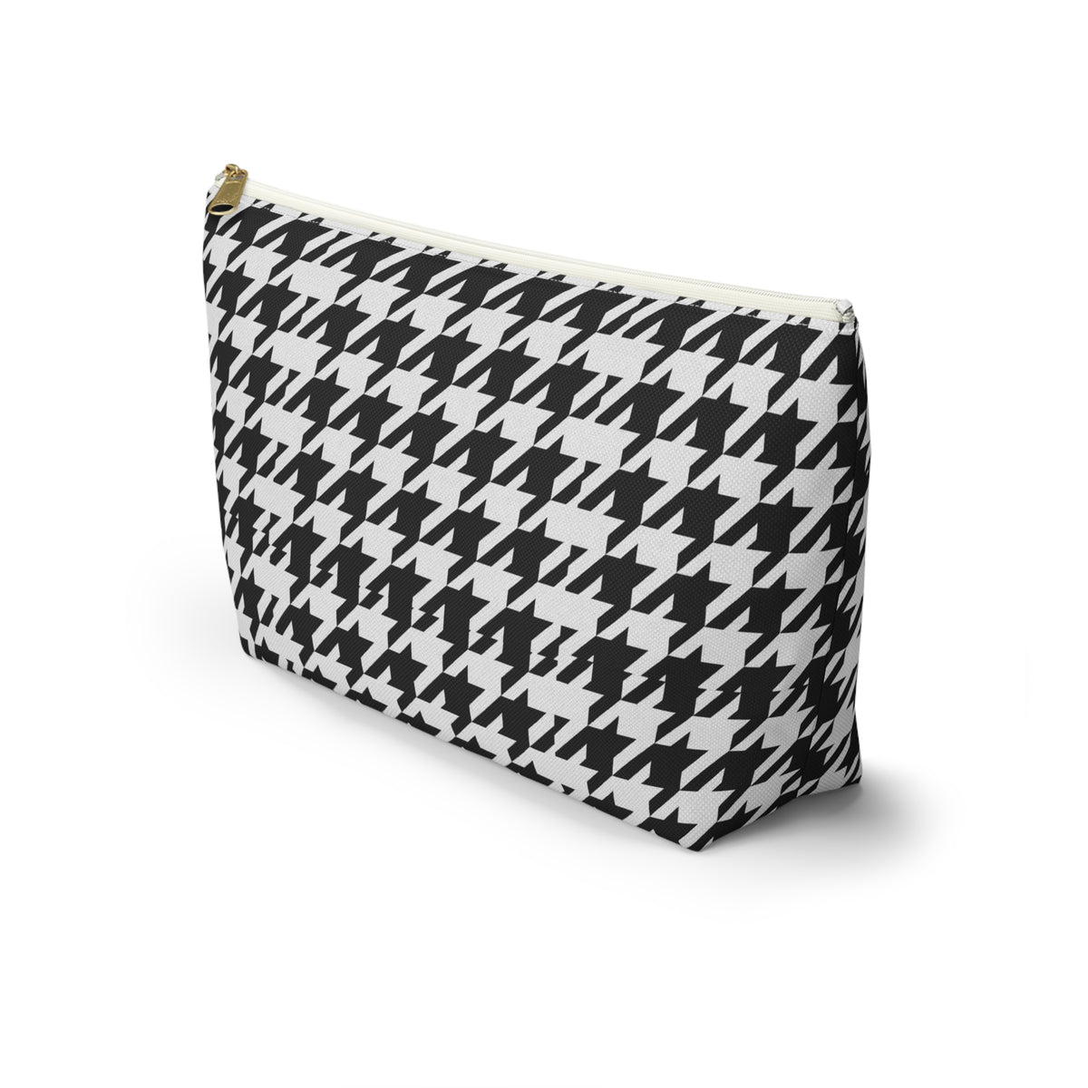 Black and White Houndstooth Accessory Pouch