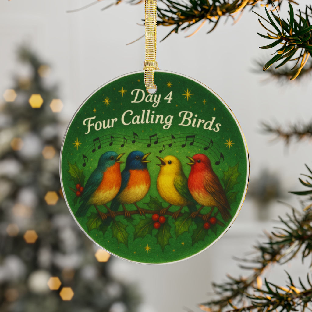 Four Calling Birds Ornament | Acrylic Christmas Tree Decoration | 12 Days of Christmas Ornament | Holiday Keepsake Gift & Festive Home Décor