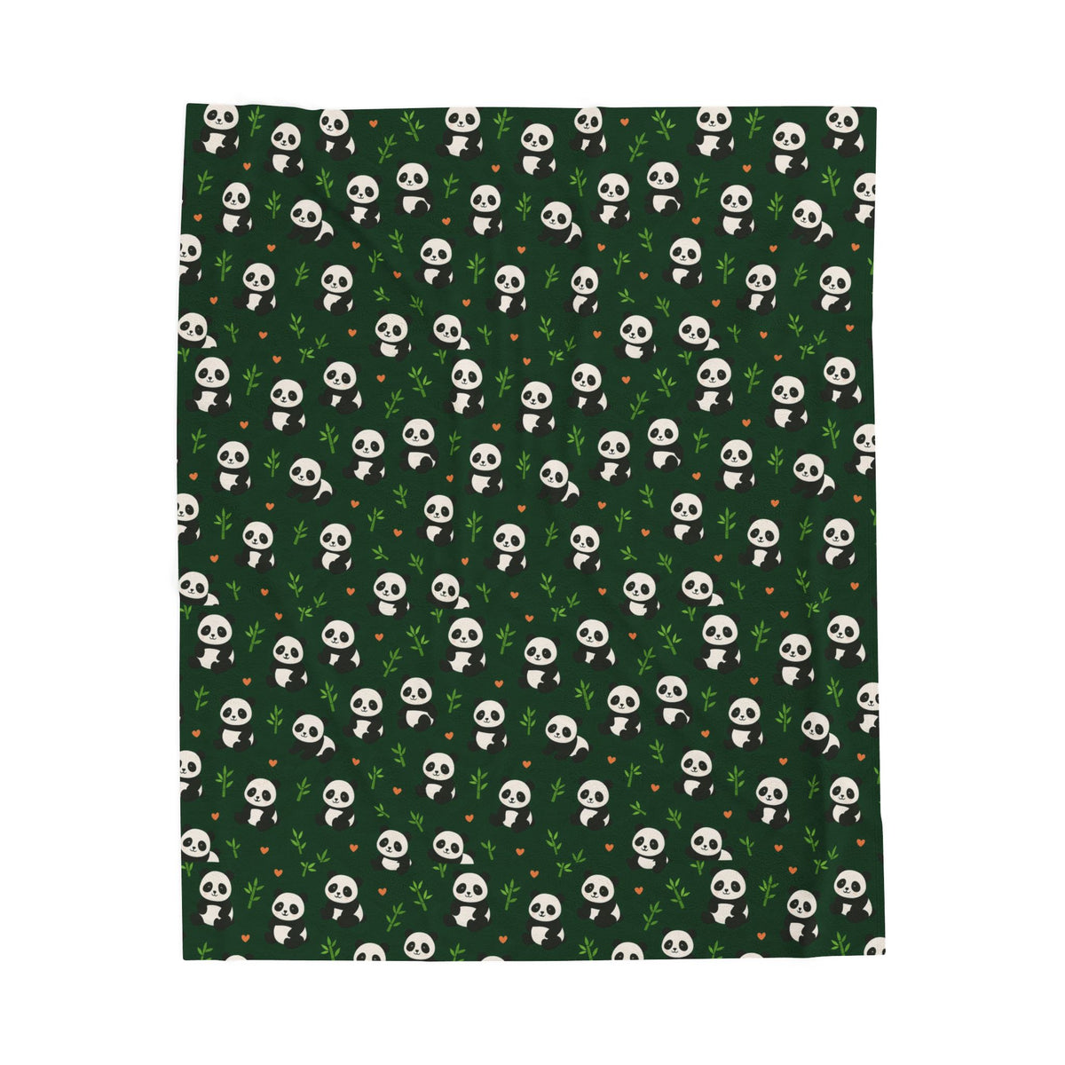 Panda Pattern Velveteen Plush Blanket | Green Skull Floral Repeat