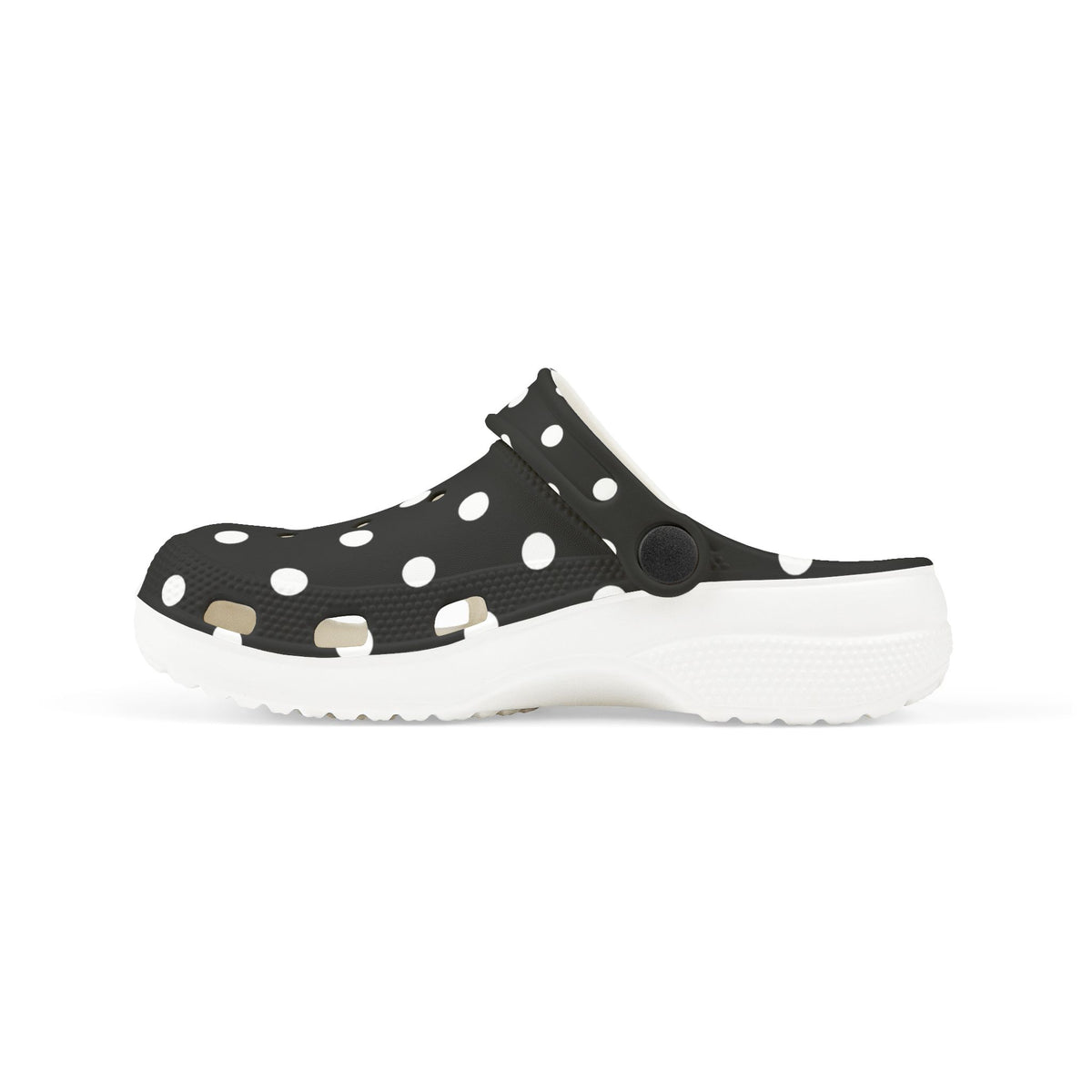 Kids Polka Dot EVA Foam Clogs – Black & White Comfort Slip-Ons