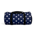 Navy Polka Dot Duffel Bag — Stylish Travel & Gym Tote