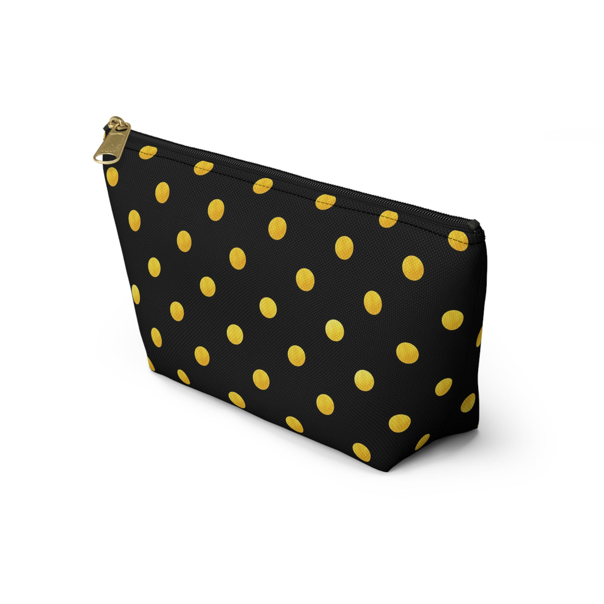 Gold Polka Dot Accessory Pouch | Black Cosmetic Bag