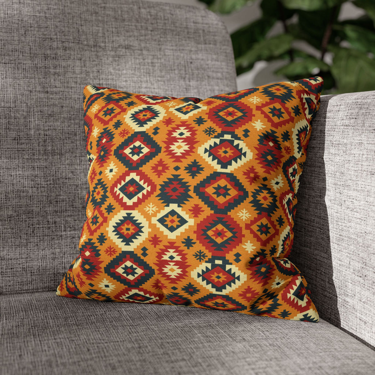 Southwestern Diamond Pattern Pillowcase | Aztec Geometric Throw Pillow, Decorative Cushion Cover, Boho Chic Home Decor, Gift for Her, Square