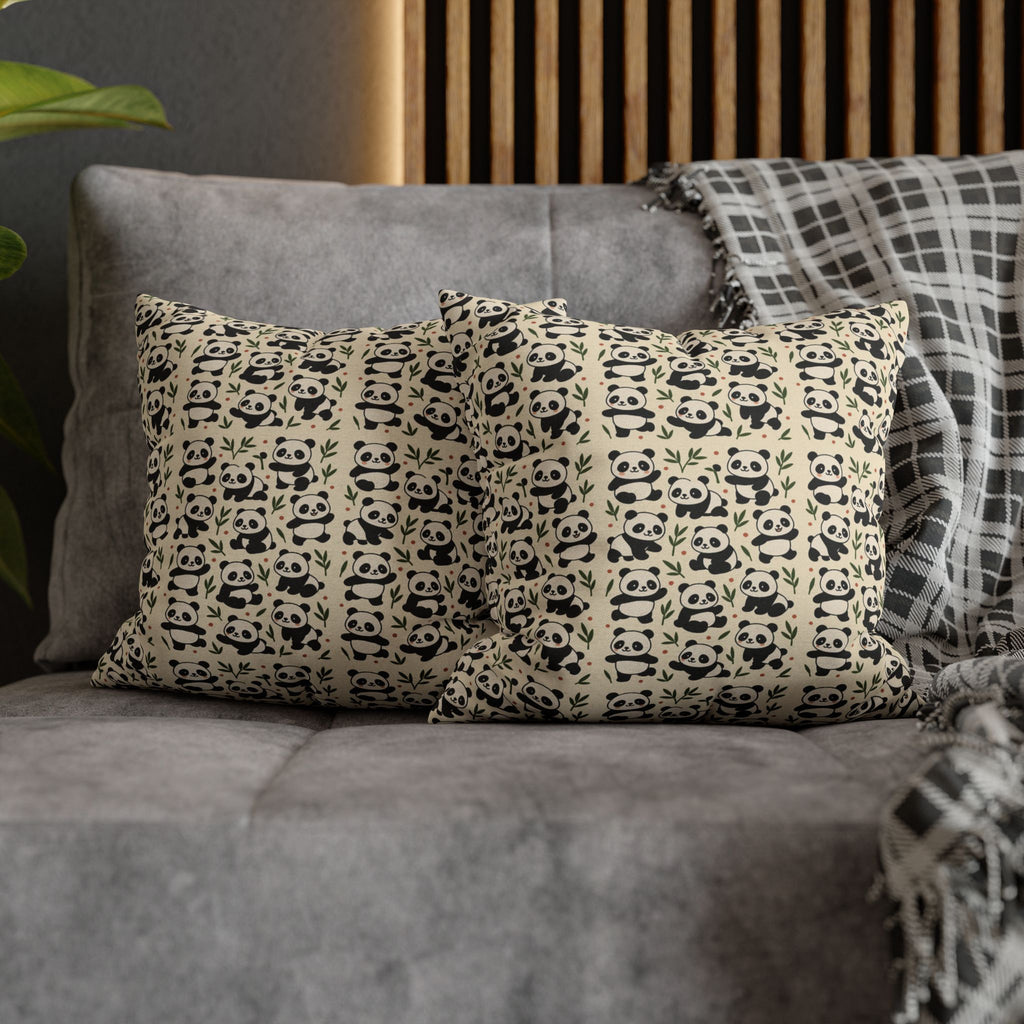 Panda Pattern Pillowcase | Square Spun Polyester Decorative Pillow