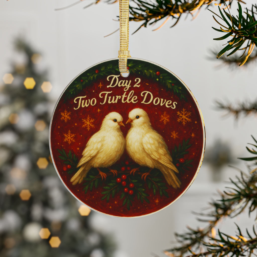 Two Turtle Doves Ornament | Acrylic Christmas Tree Decoration | 12 Days of Christmas Ornament | Holiday Home Decor & Keepsake Gift