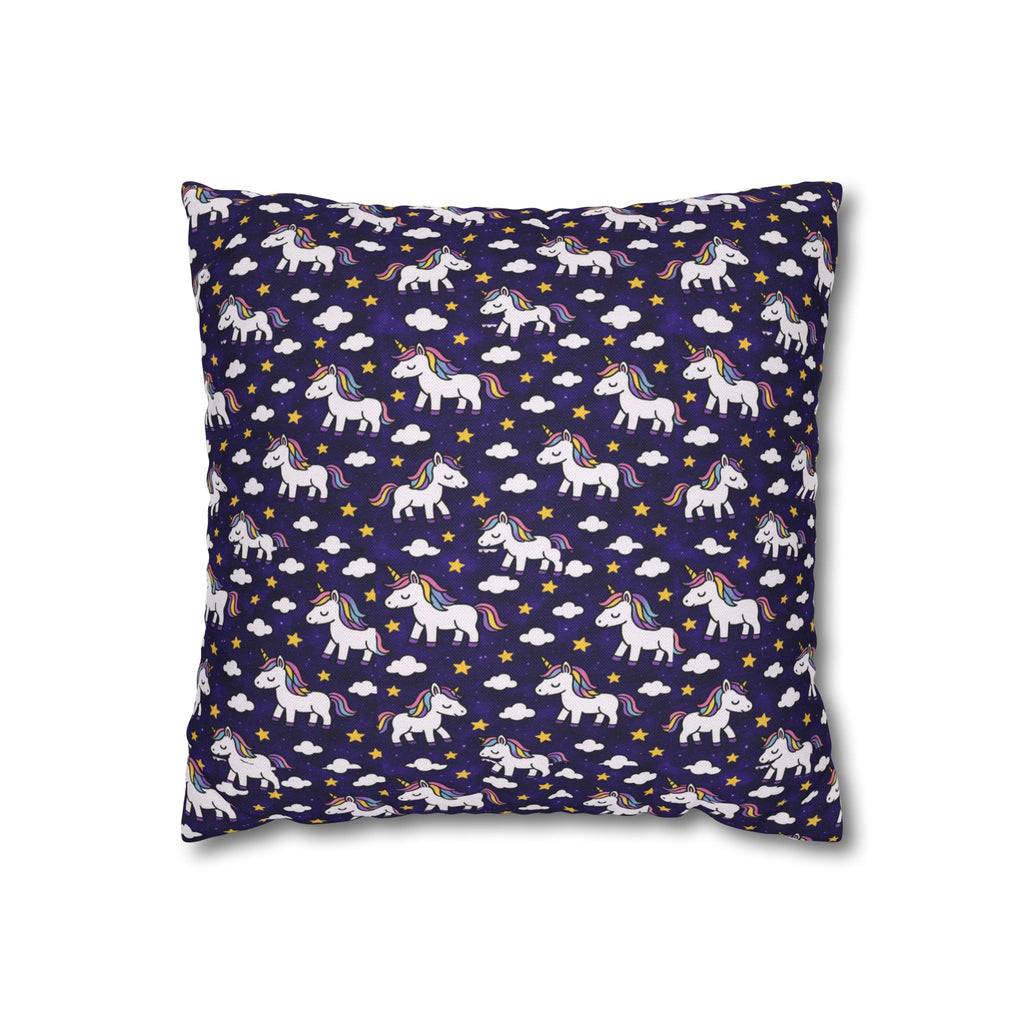 Unicorn Pattern Pillowcase | Square Polyester Throw Pillow Cover