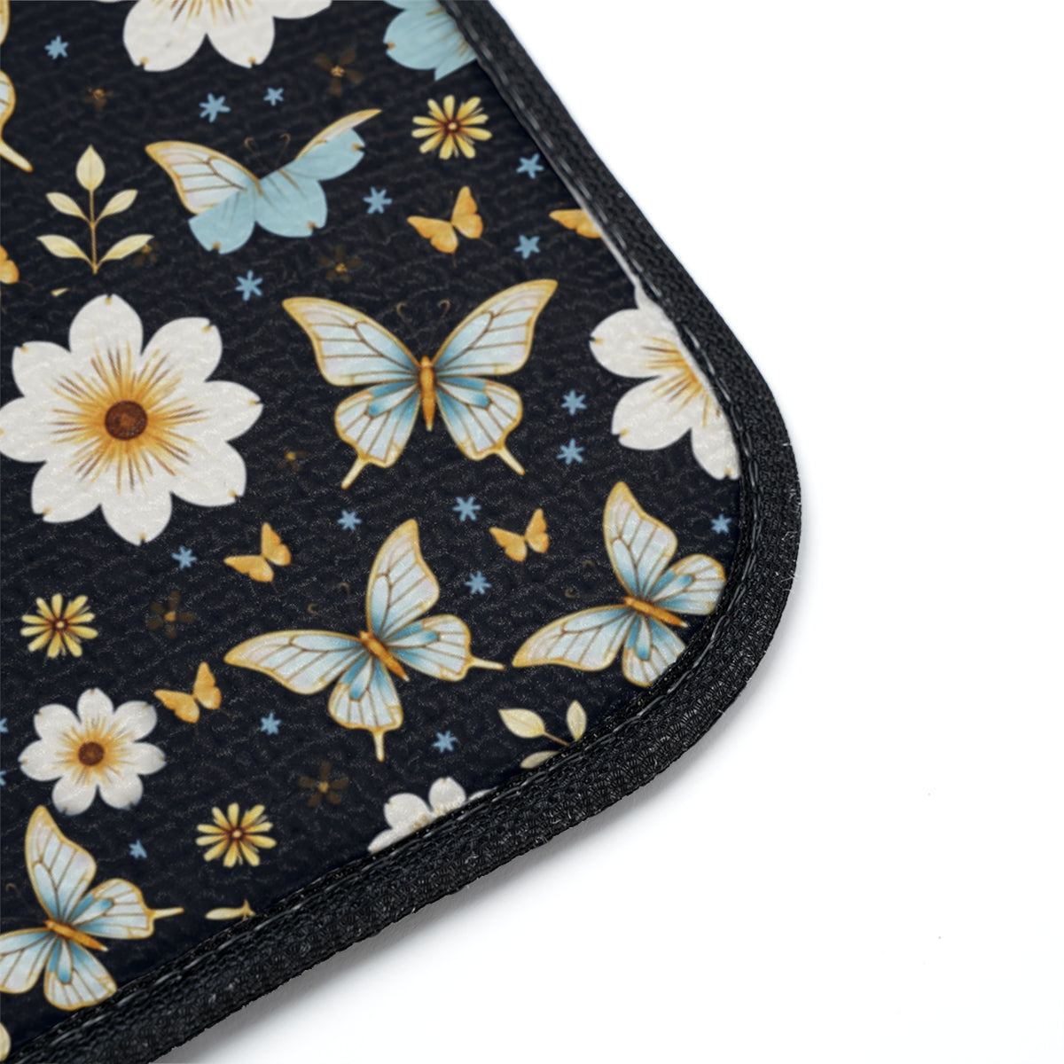 Butterfly Floral Car Floor Mat, 1pc - Blue Design, Vehicle Carpet Rug, Auto Protection Accessories, Gift for Nature Lovers, Customizable
