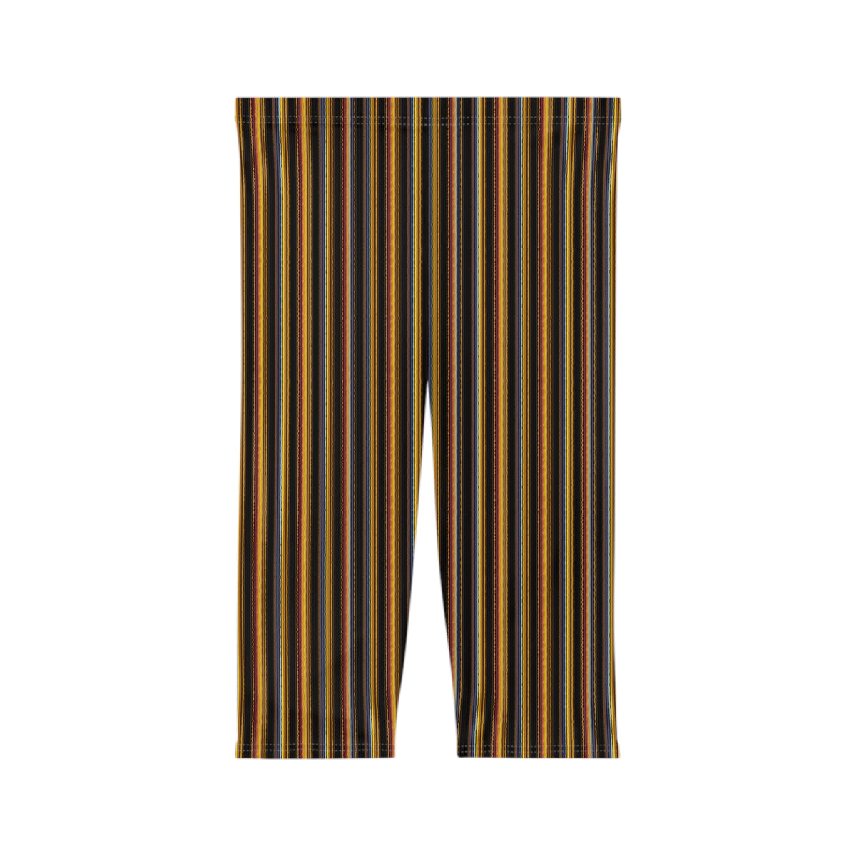 Autumn Stripe Capri Leggings | Vertical Fall Stripe Capri