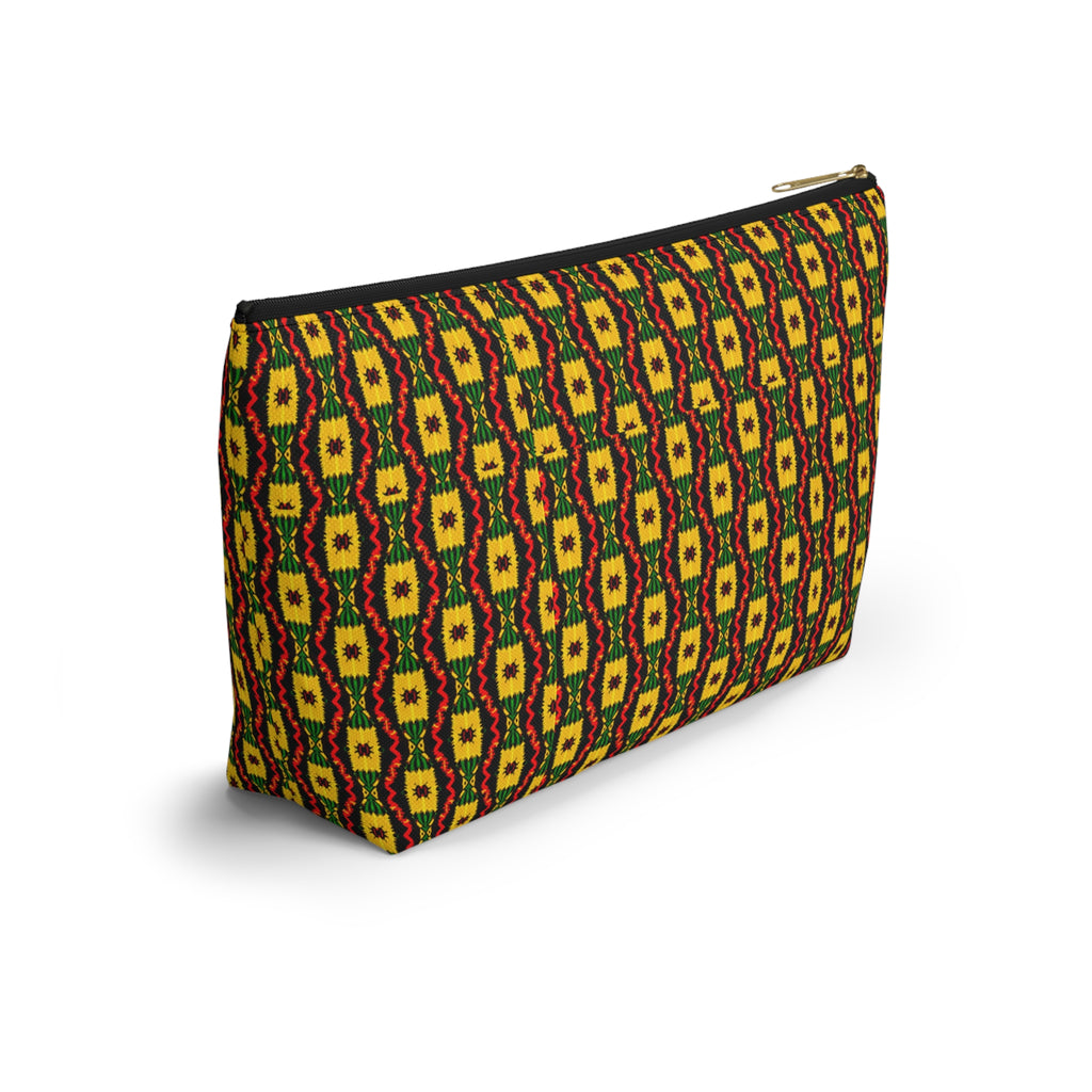 Geometric Aztec Pattern Accessory Pouch | T-Bottom Zip Cosmetic Bag