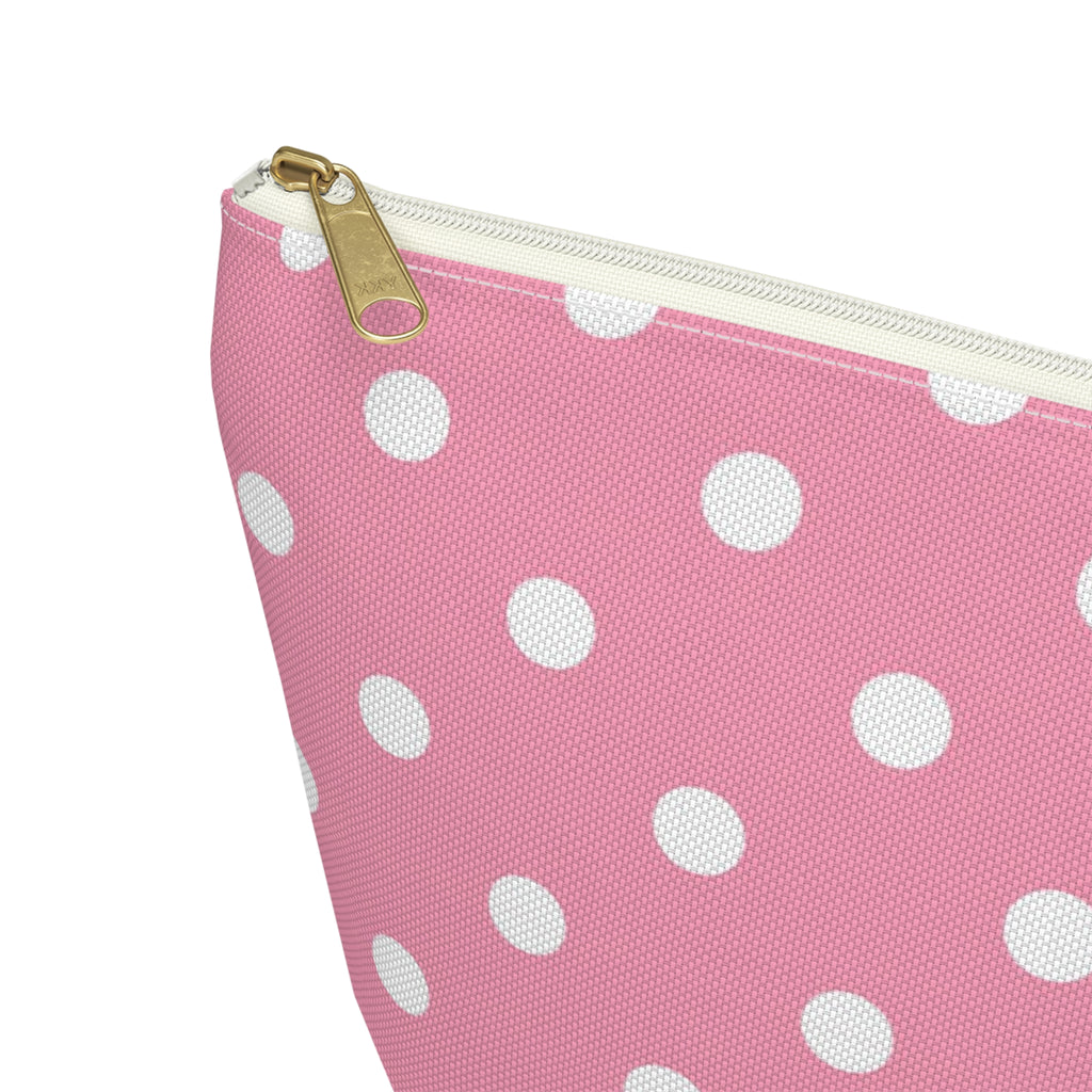 Pink Polka Dot Accessory Pouch | T-Bottom Makeup Bag