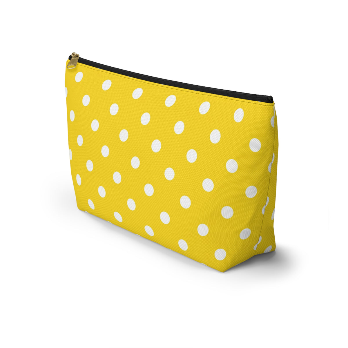 Yellow White Polka Dot Accessory Pouch | T-Bottom Cosmetic Bag