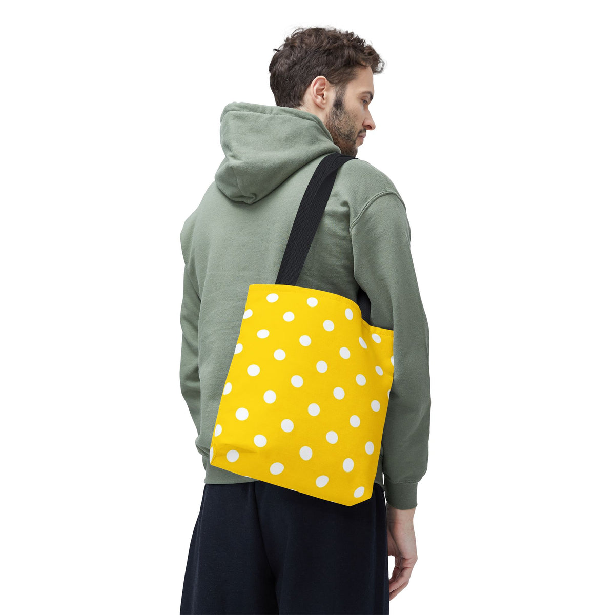 Yellow & White Polka Dot Yellow Tote Bag | All-Over Print