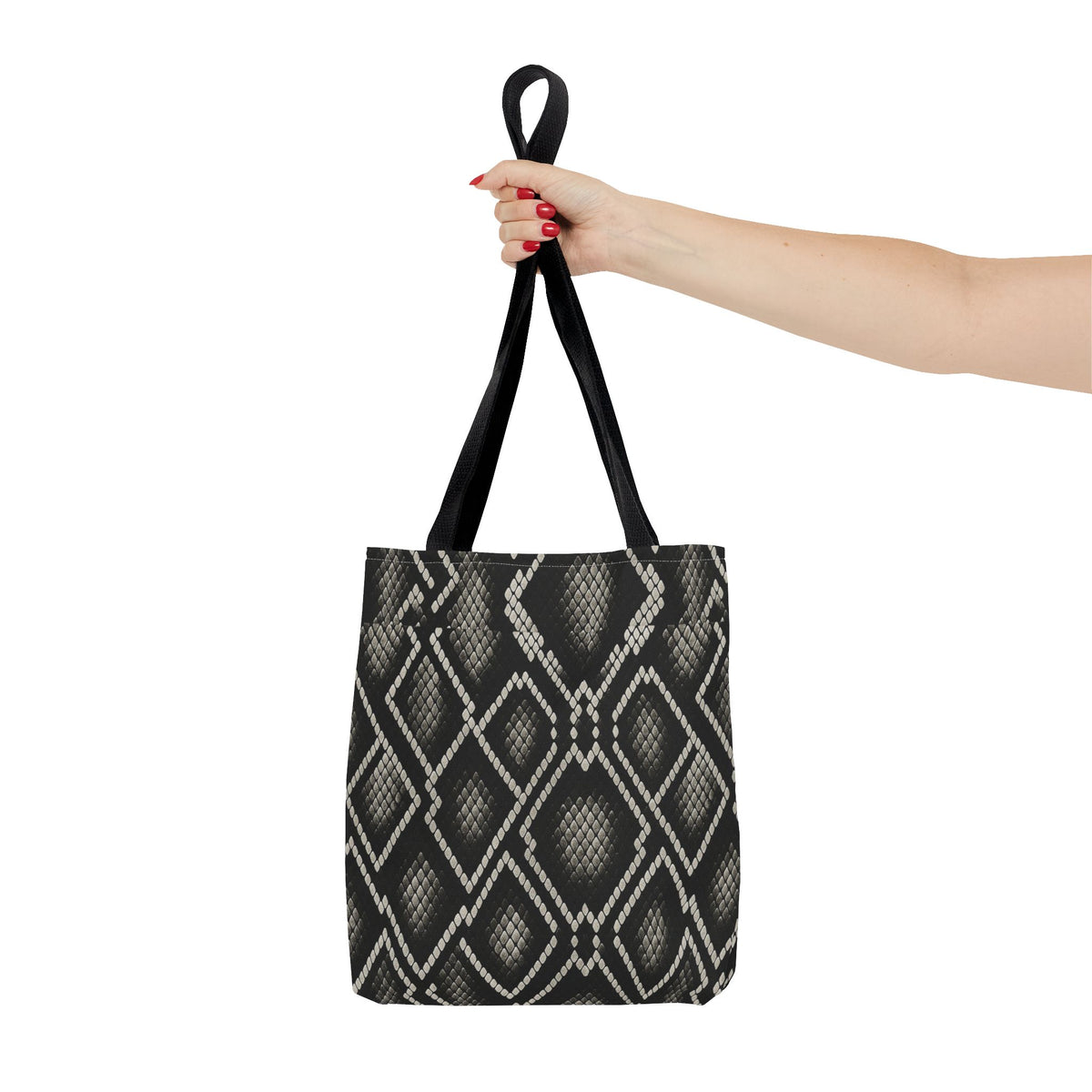Black Snake Skin Pattern Tote Bag | All-Over Print Fashion Accessory