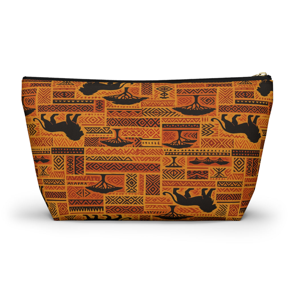 African Safari Lion Pattern Accessory Pouch | T-Bottom Cosmetic Bag