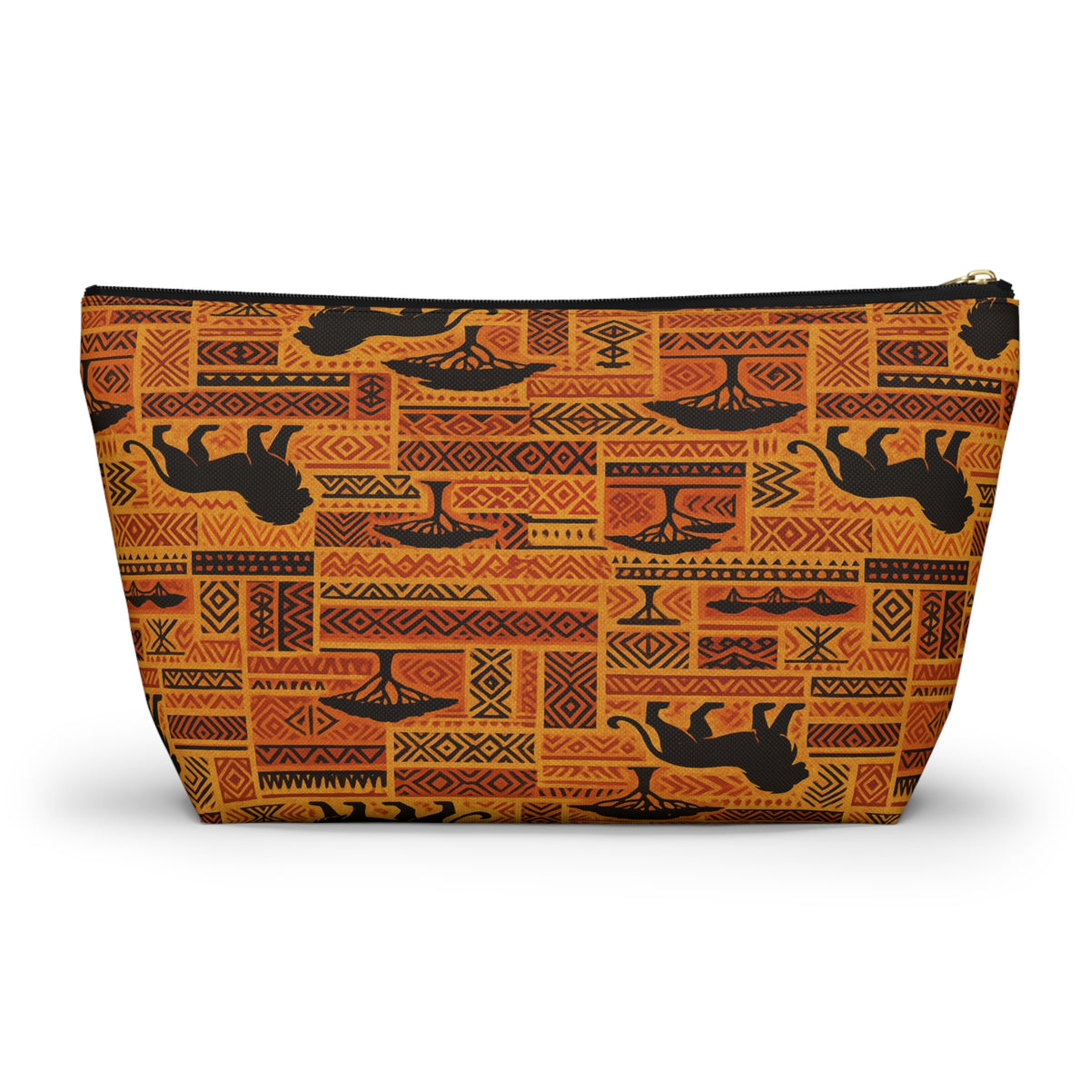African Safari Lion Pattern Accessory Pouch | T-Bottom Cosmetic Bag