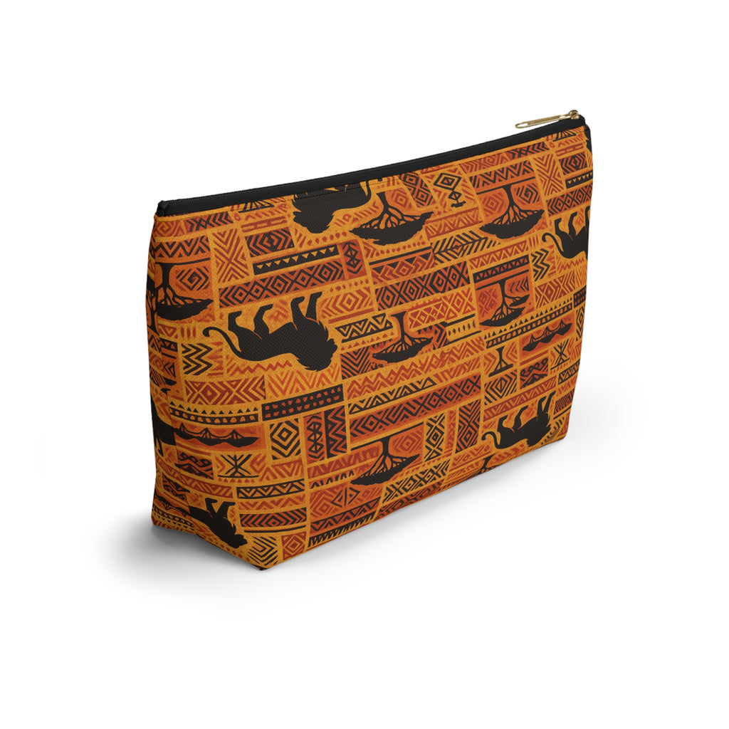 African Safari Lion Pattern Accessory Pouch | T-Bottom Cosmetic Bag