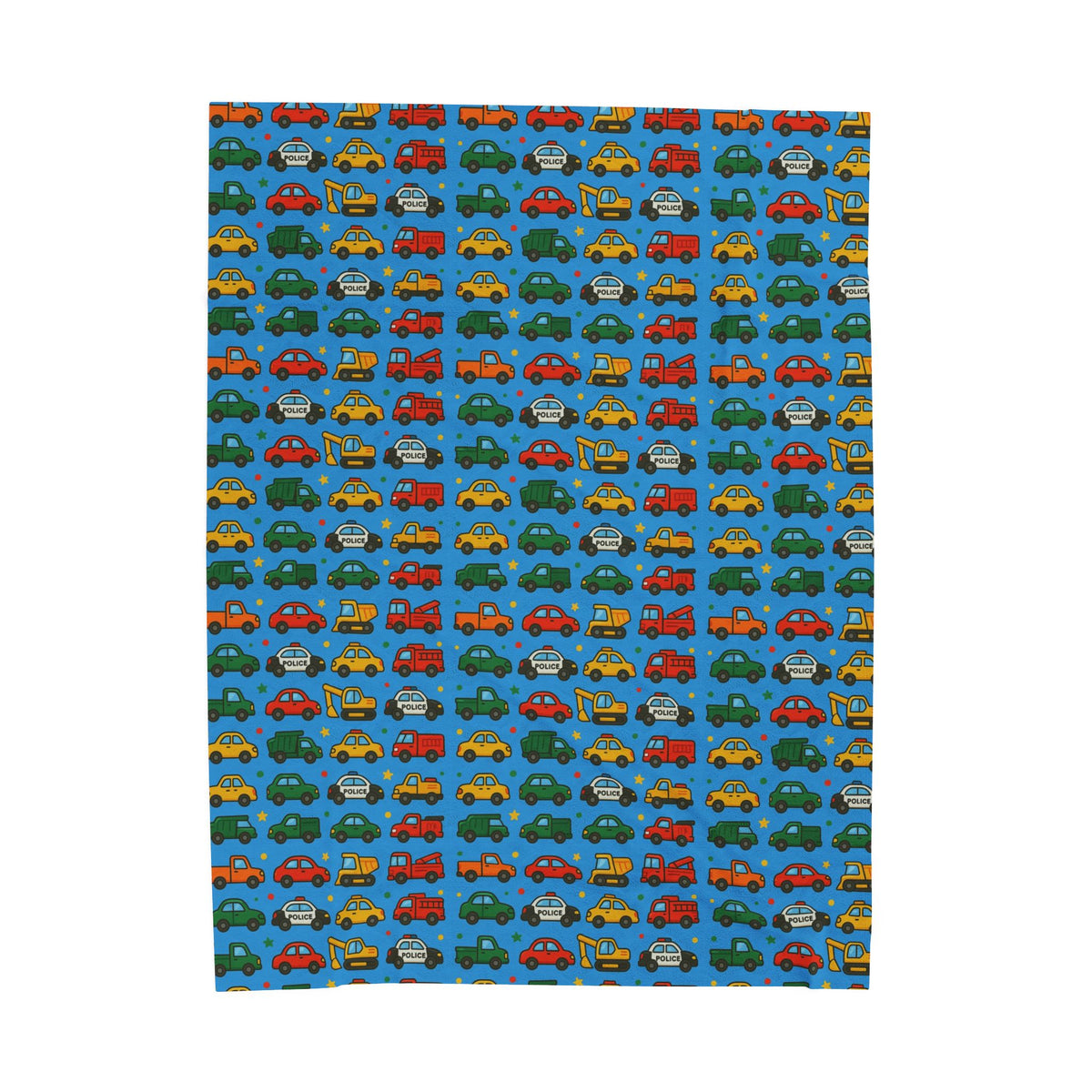Colorful Toy Cars Pattern Velveteen Plush Blanket | Kids Car Print Throw