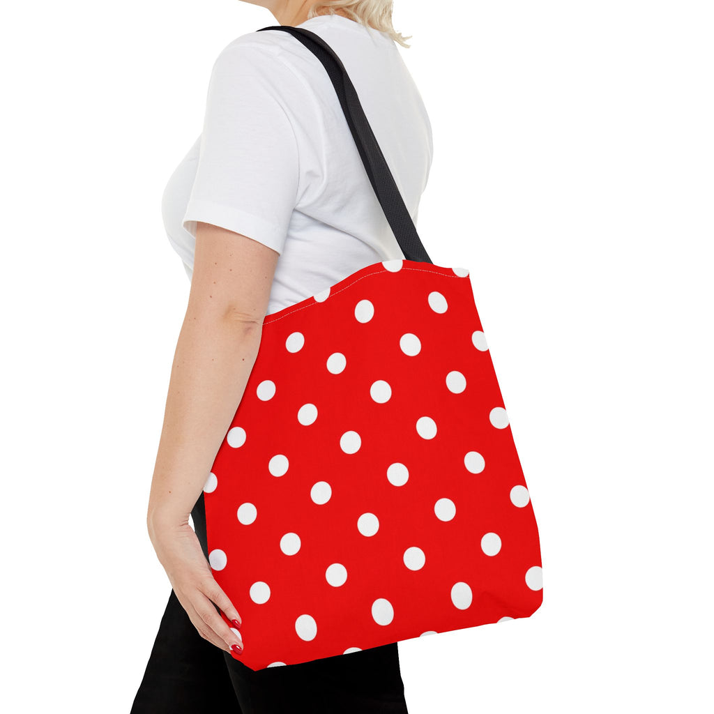 Red Polka Dot Tote | White Dots on Red Canvas