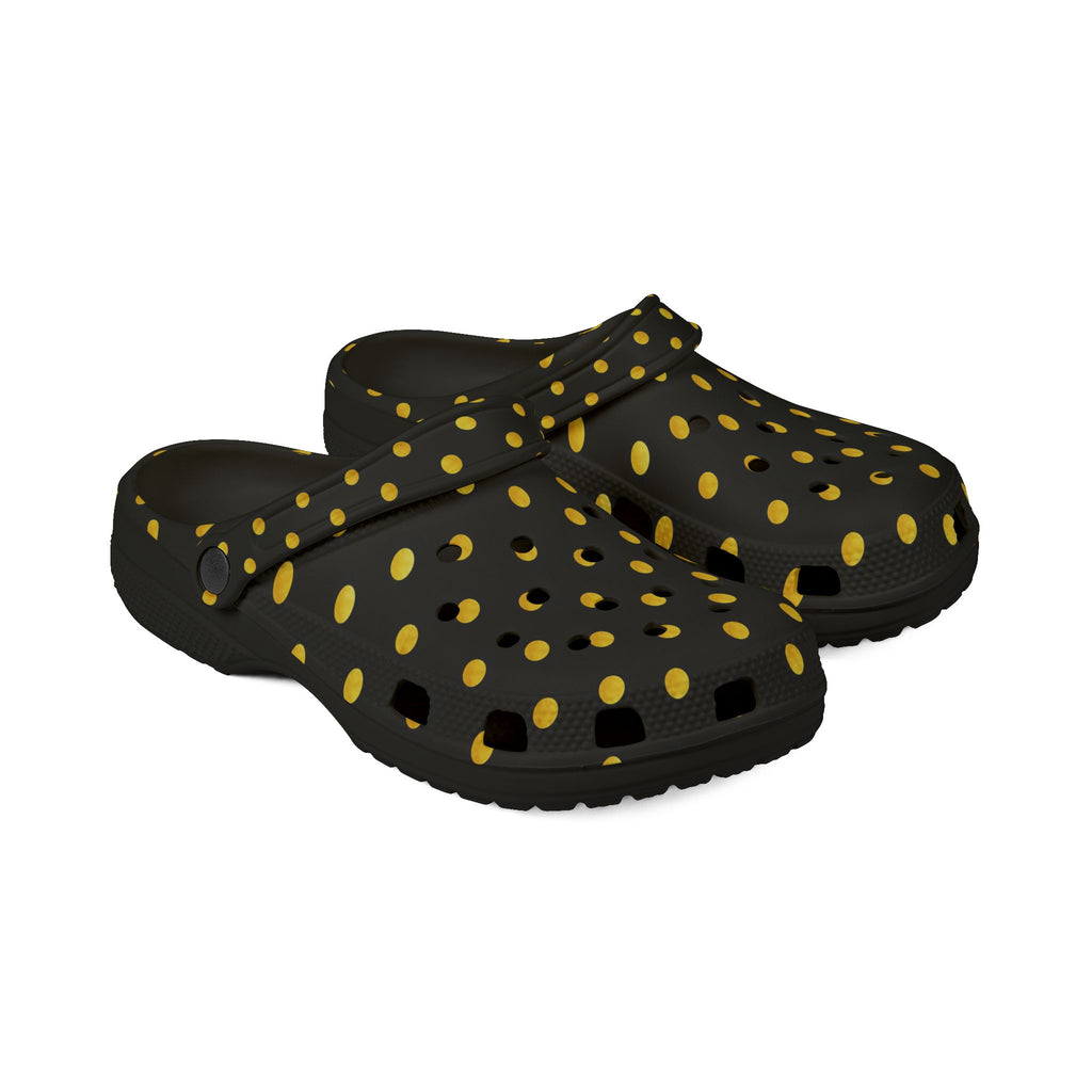 Black & Yellow Polka Dot EVA Foam Clogs
