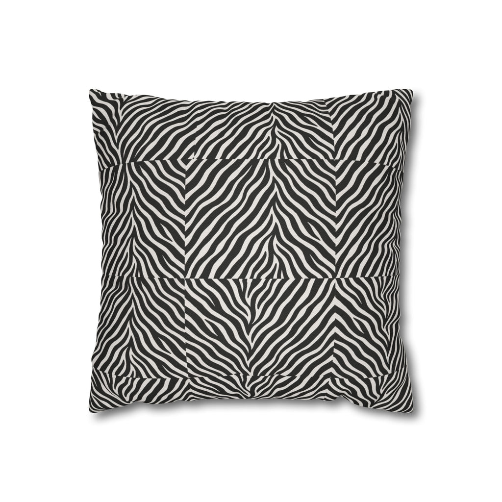 Black White Zebra Stripe Pillowcase | Animal Print Square Pillowcase