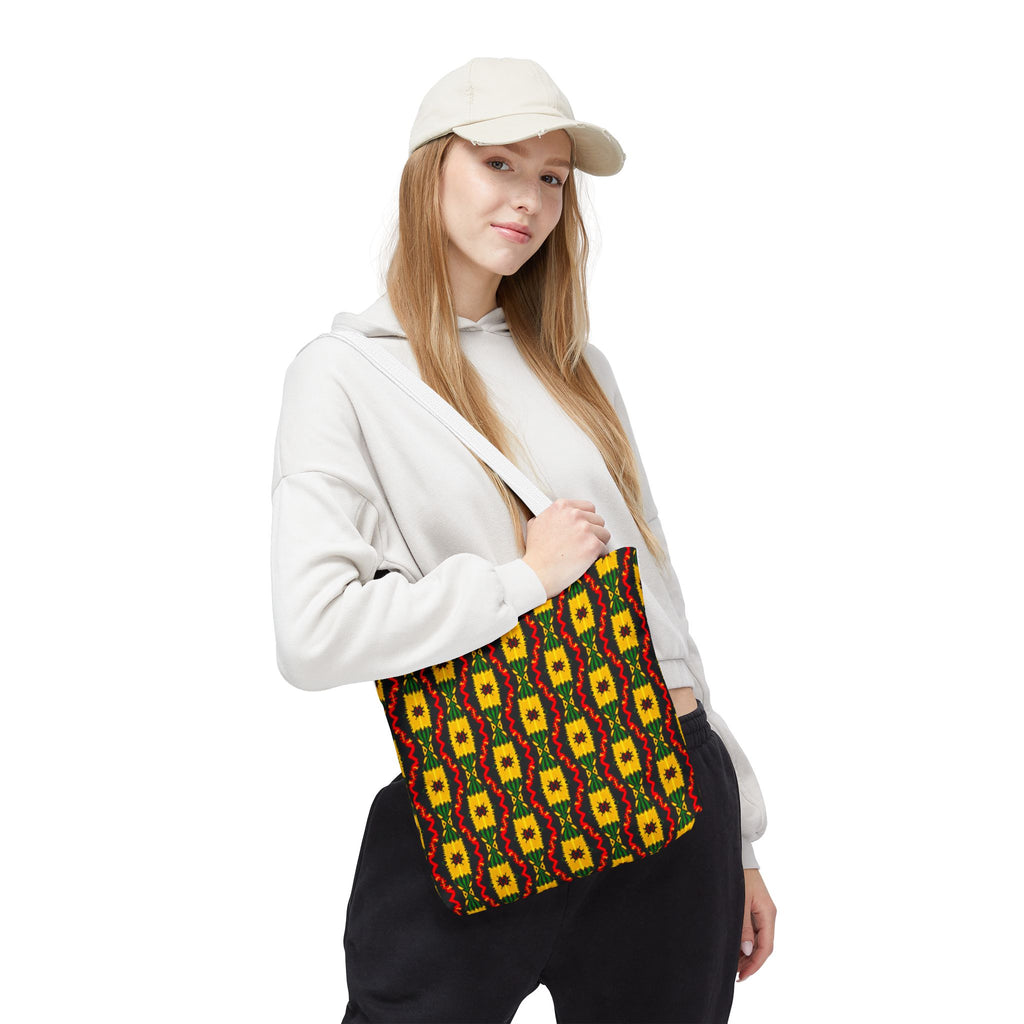 African Geometric Pattern Tote Bag | Yellow Red Green Print