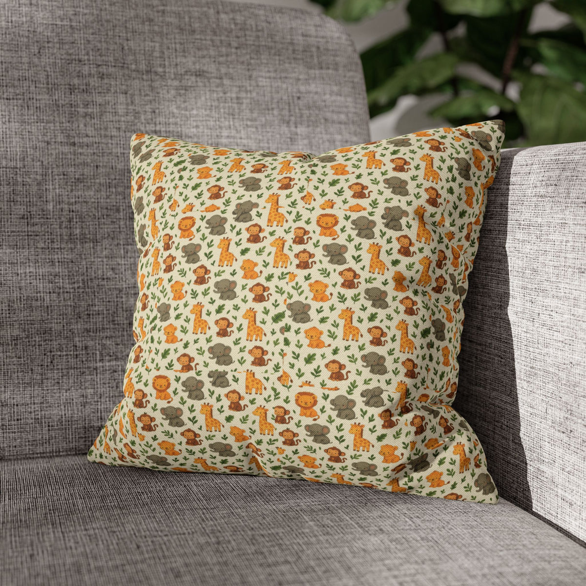 Autumn Woodland Animals Fox & Mushroom Spun Polyester Pillowcase, Fall Decor, Forest Creatures Cushion Cover, Woodland Nursery Accent,