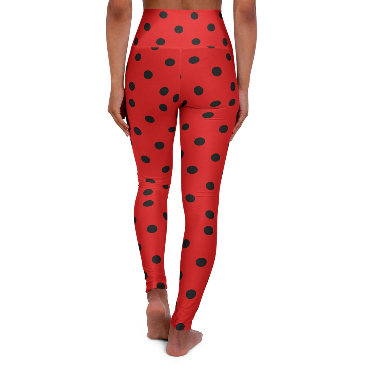 Red Black Polka Dot High Waist Leggings | Yoga Leggings