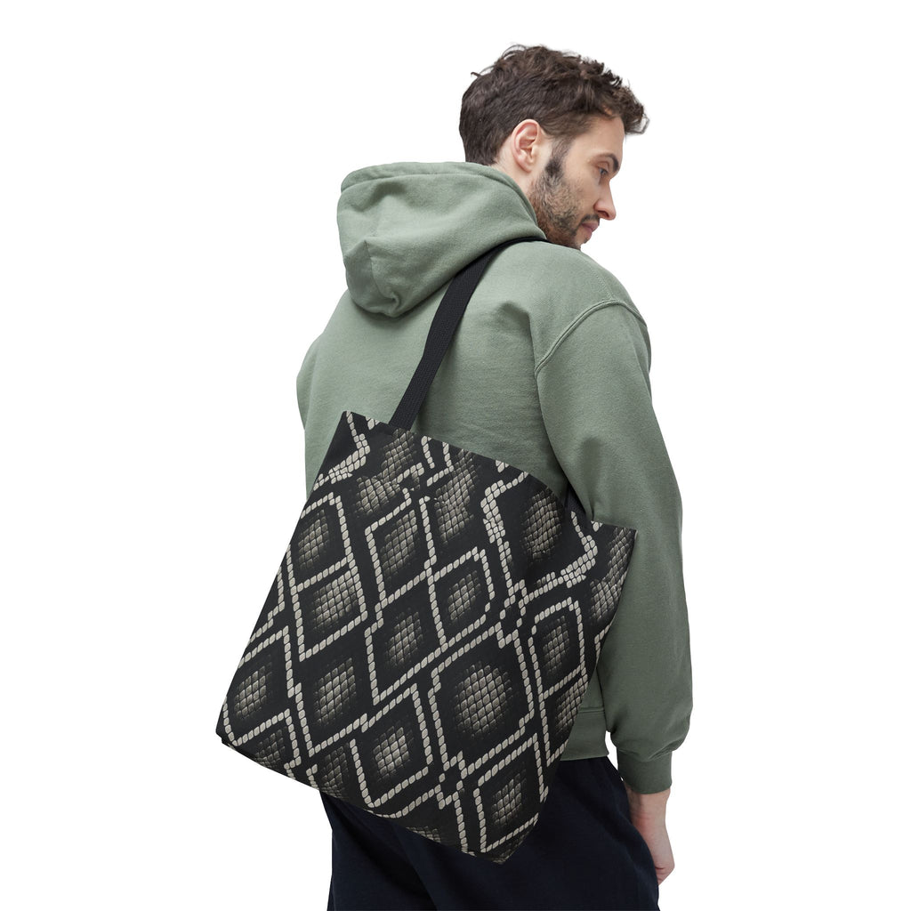 Black Snake Skin Pattern Tote Bag | All-Over Print Fashion Accessory