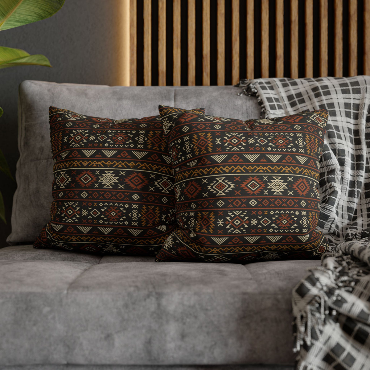 Southwestern Geometric Pattern Pillowcase | Aztec Stripe Boho Home Decor