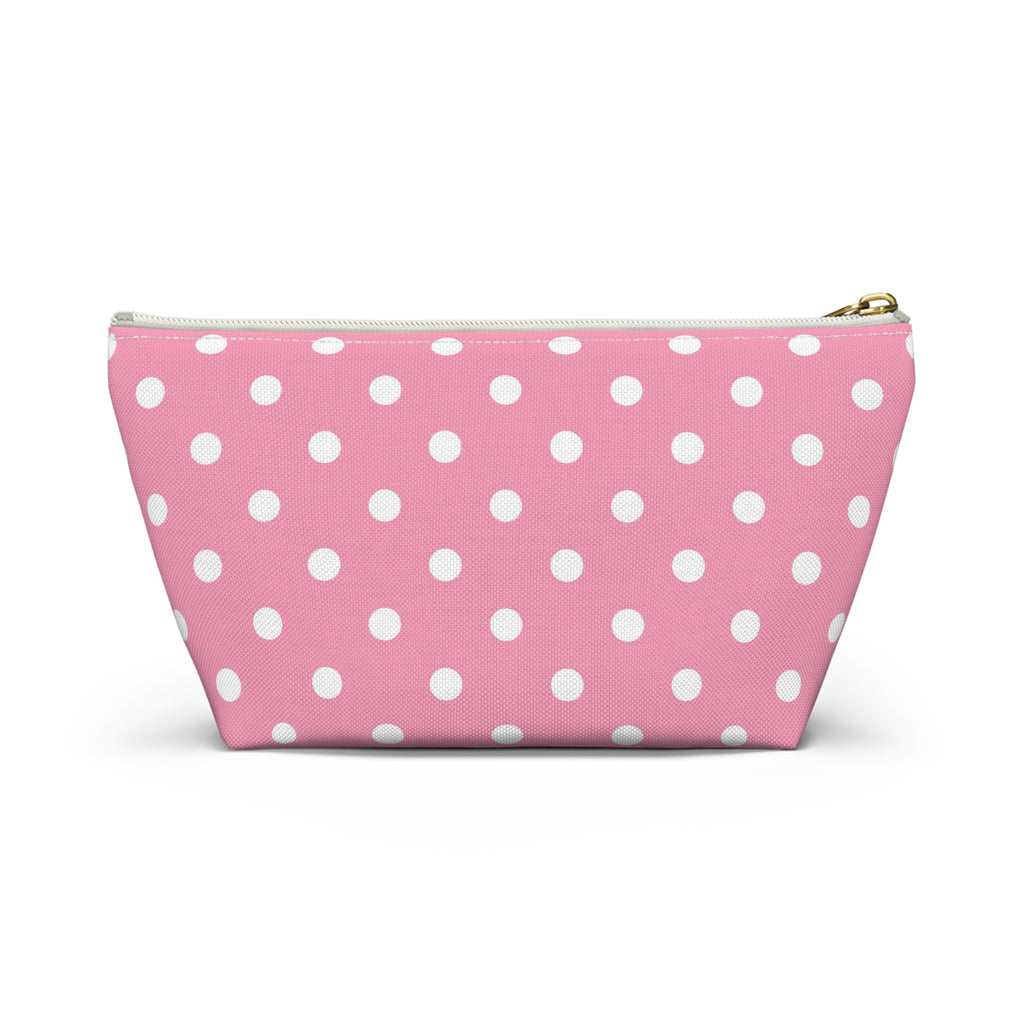 Pink Polka Dot Accessory Pouch | T-Bottom Makeup Bag