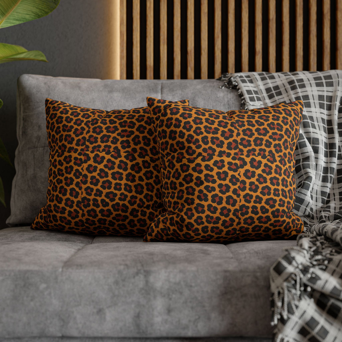 Leopard Print Pillowcase | Square Polyester Throw Pillowcase