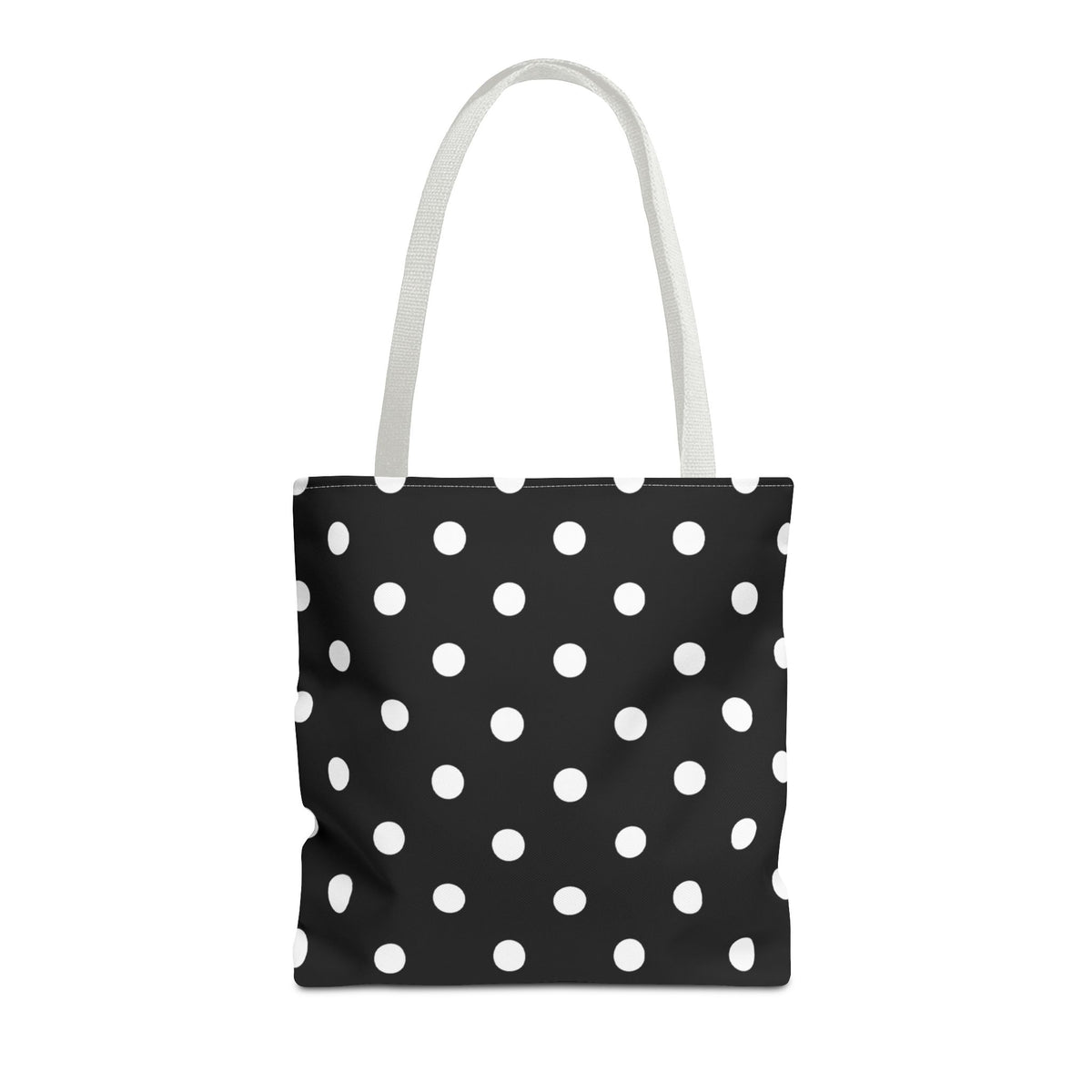 Black Polka Dot Tote Bag | White Dots on Black Background