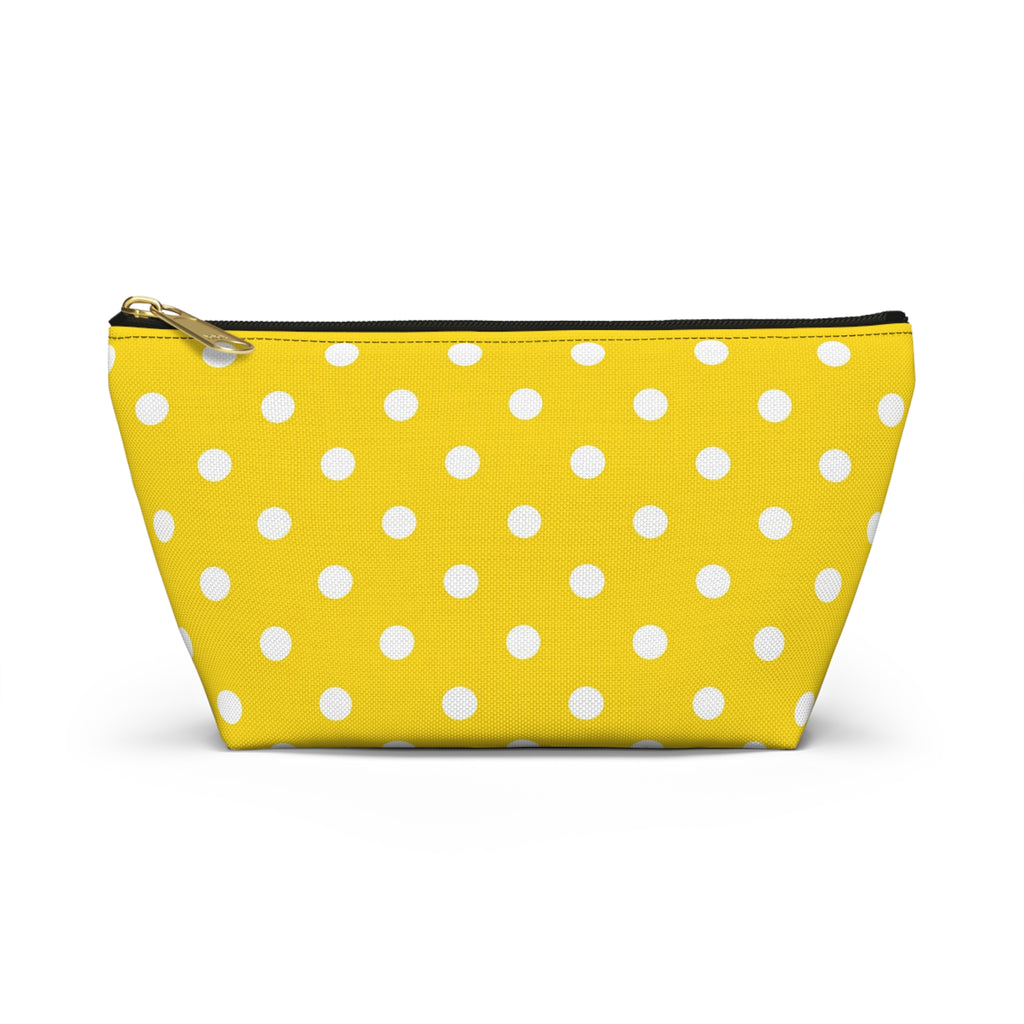 Yellow White Polka Dot Accessory Pouch | T-Bottom Cosmetic Bag