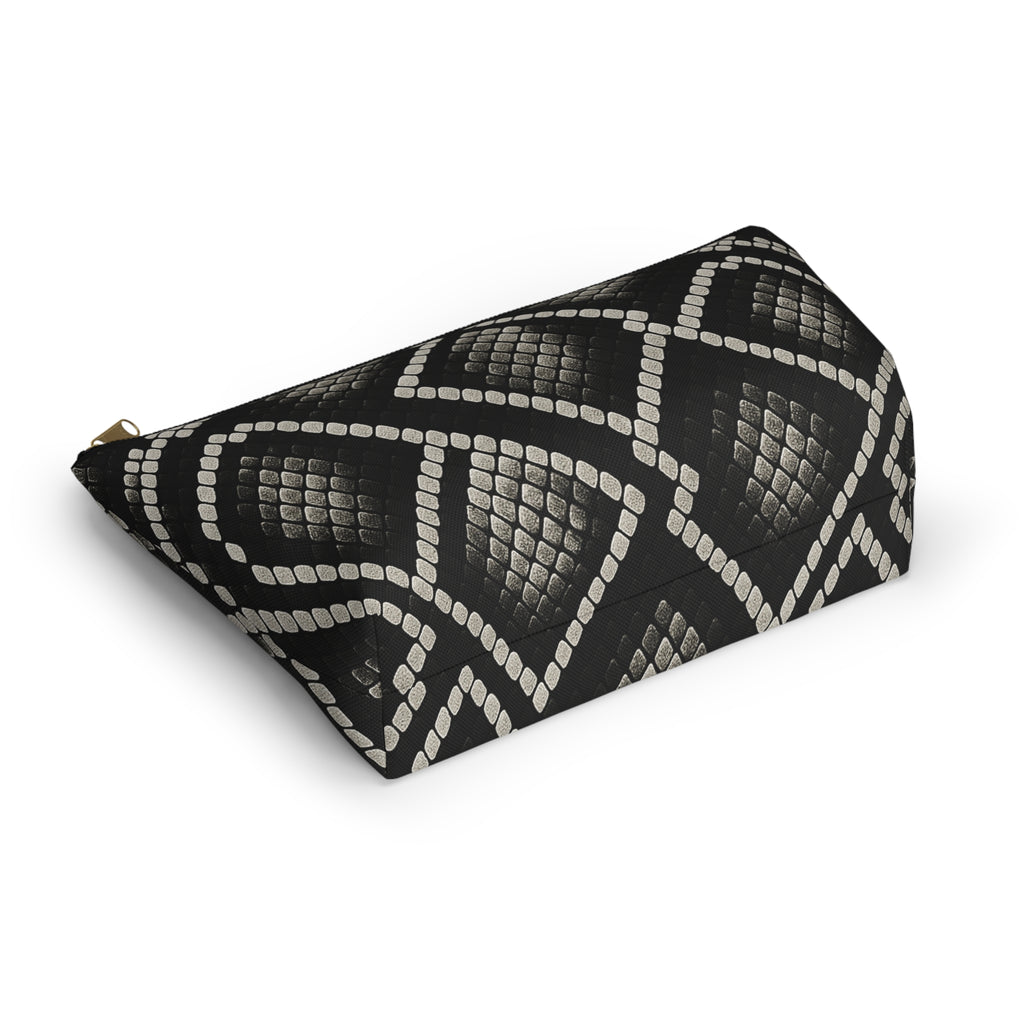 Black Snake Skin Pattern Accessory Pouch | T-Bottom Cosmetic Bag