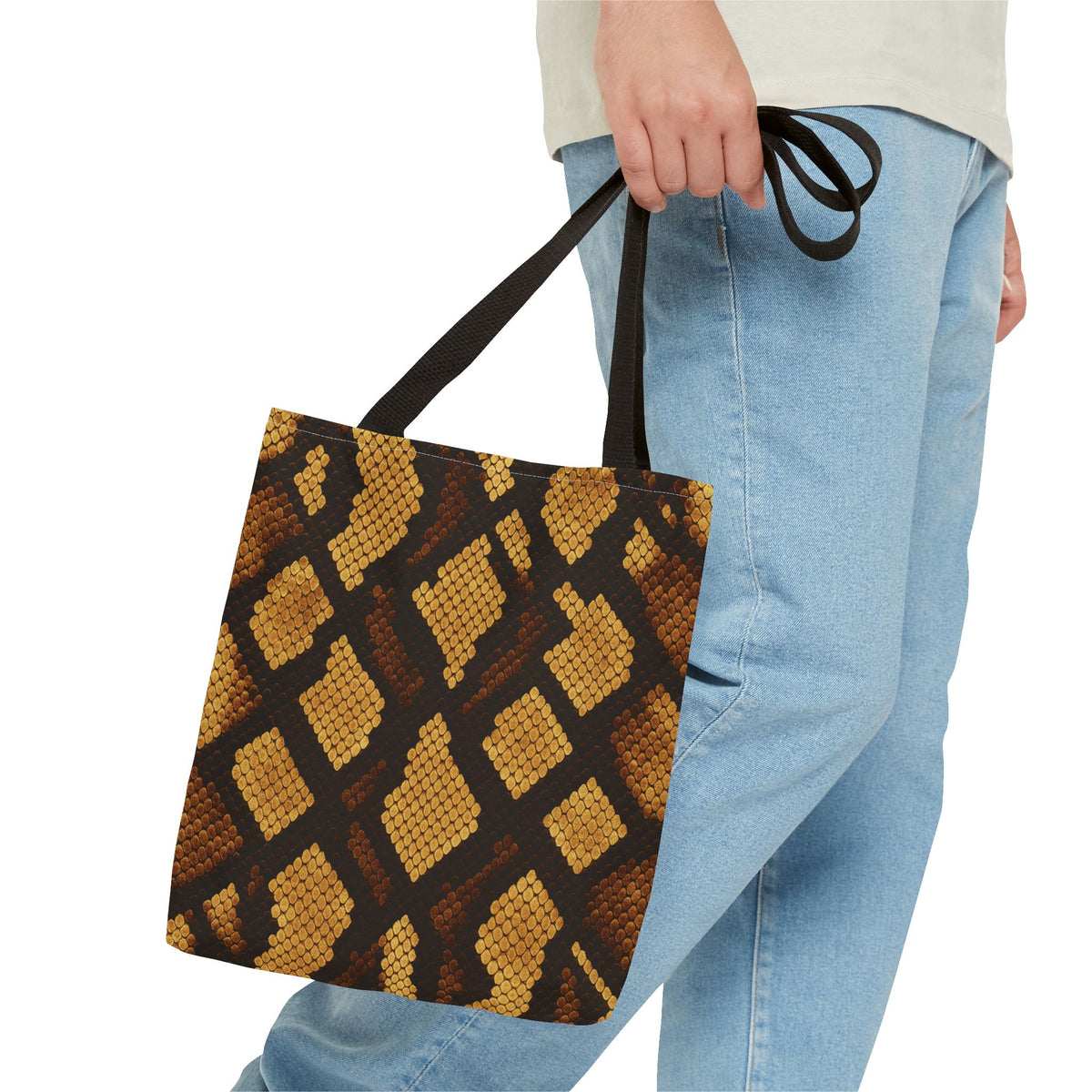 Gold Brown Snakeskin Tote Bag | Animal Print Handbag, Fashion Shoulder Purse, Trendy Shopping Tote, Stylish Carryall, Chic Travel Bag