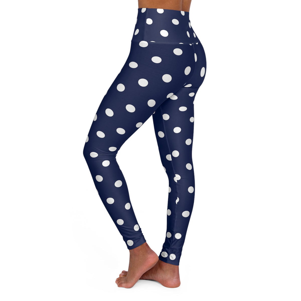 Navy White Polka Dot  Leggings High Waisted Yoga Leggings | Dot Print Activewear