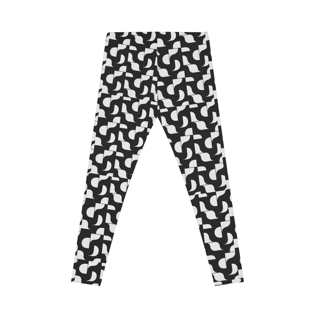 Black White Geometric Pattern Leggings | Abstract Tessellation Leggings