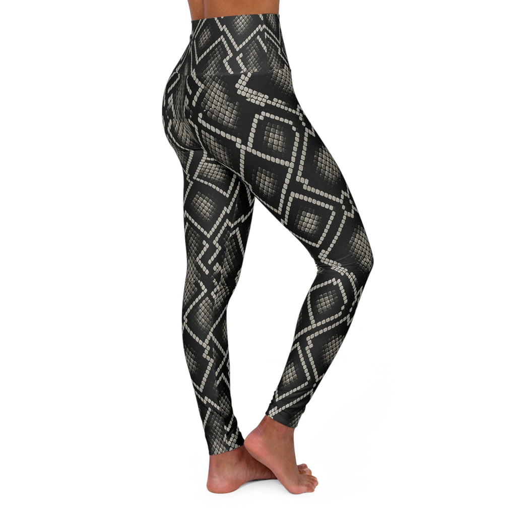 Black Snake Skin Pattern High Waisted Leggings | Athletic Yoga Leggings