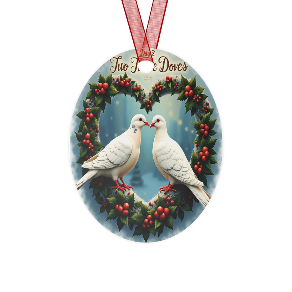 Metal Ornaments, Holiday Tree Decor, Christmas Decorations, Day 2 Two Turtle Doves Ornament, Festive Home Decor