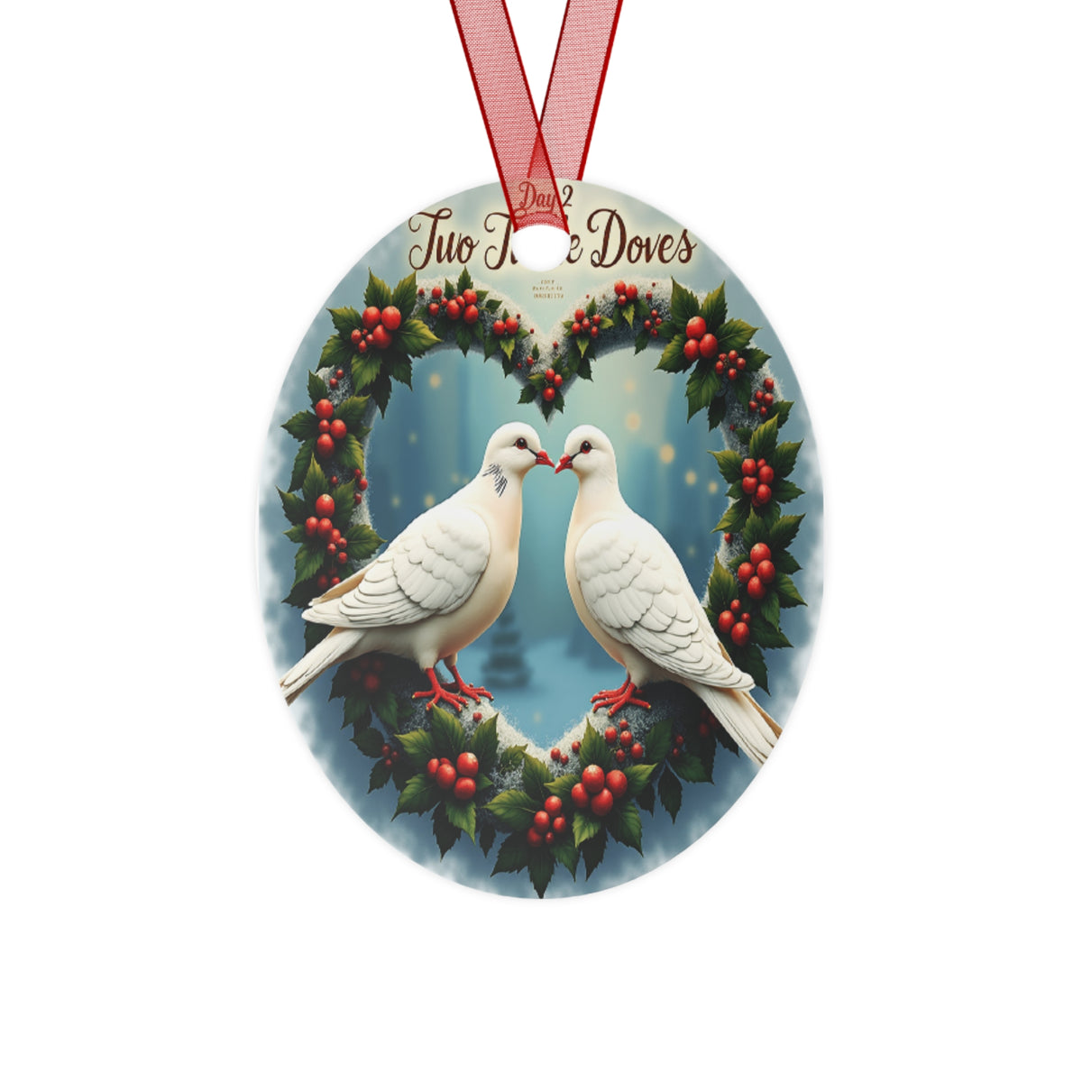 Metal Ornaments, Holiday Tree Decor, Christmas Decorations, Day 2 Two Turtle Doves Ornament, Festive Home Decor