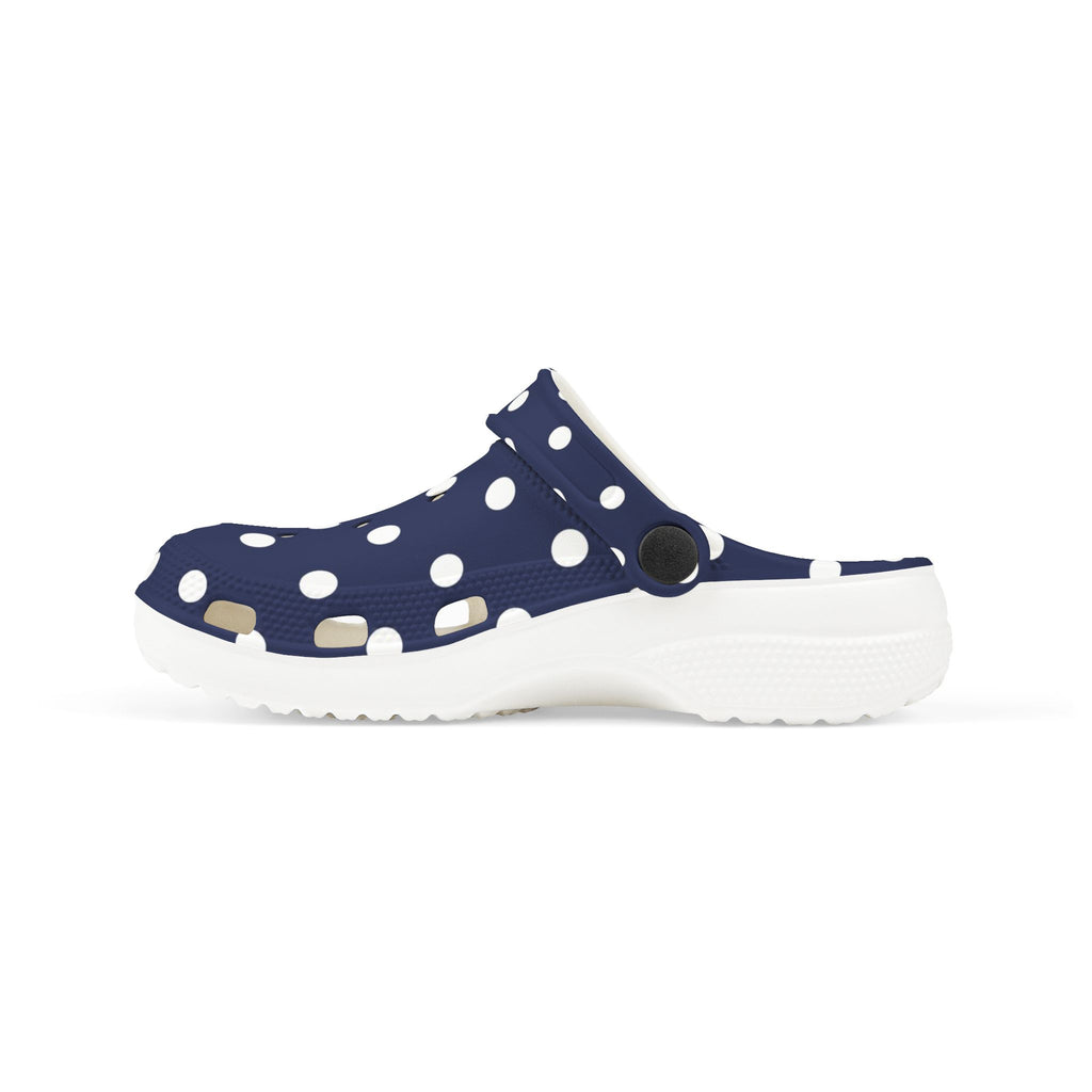 Kids Navy Polka Dot EVA Foam Clogs – Lightweight Slip-On Sandals for Toddlers & Children