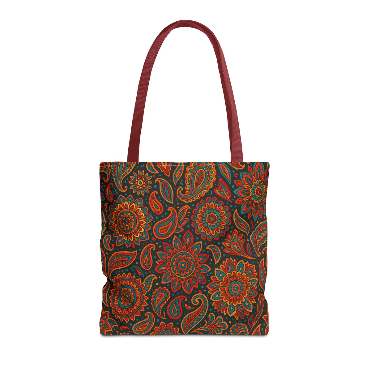 Boho Paisley Floral Pattern Tote Bag | Autumn Mandala All-Over Print